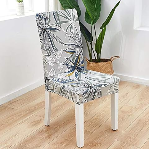 MDSCL Dining Chair Covers,Removable Washable Soft Stretch Chair Covers Abstract Gray Plant Leaves Printed Banquet Chair Seat Protector Slipcover For Kitchen Home Decoration,1Pcs Cover
