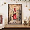Vintage Christmas Wall Art Prints Joy To World Primitive Rustic Wood Wall Art Framed Christmas Mantle Table Centerpieces Aesthetic Pictures Wall Decor for Bedroom Little Girls Wooden Hanging Painting