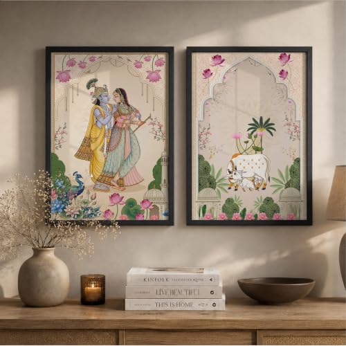Image of Suneree Traditional Indian Wall Art - Set of 2 (ART 14, 13x19 INCHES)