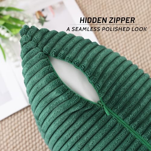 Mecatny Corduroy Decorative Throw Pillow Covers 24x24 Set of 2 for Sofa Living Room, Soft Neutral Boho Couch Pillow Covers for Home Decor, Green