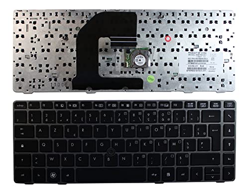 Clavier de remplacement premium AZERTY cadre noir et aiguille argent pour PC portable HP