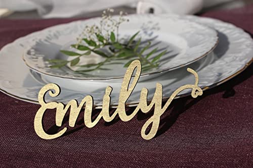 wood Wedding Name signs,Gold painted custom Wedding Setting Signs,Wedding place cards, Wedding table decors,Wooden Wall Art, Home Wall Decor, Christmas Gifts, 1 piece send.