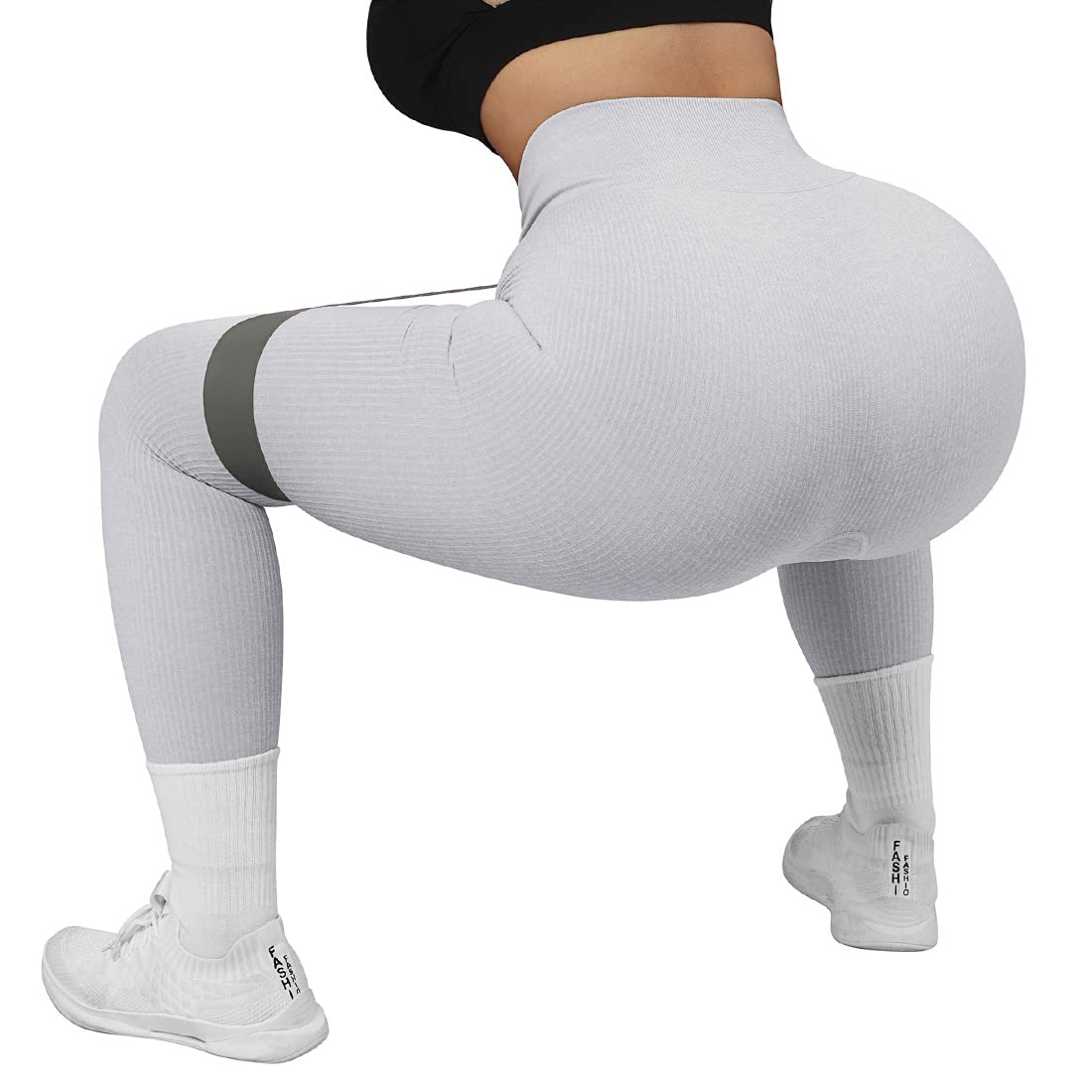SUUKSESS Leggings acanalados sin costuras para mujer, de cintura alta, para entrenamiento, gimnasio, yoga