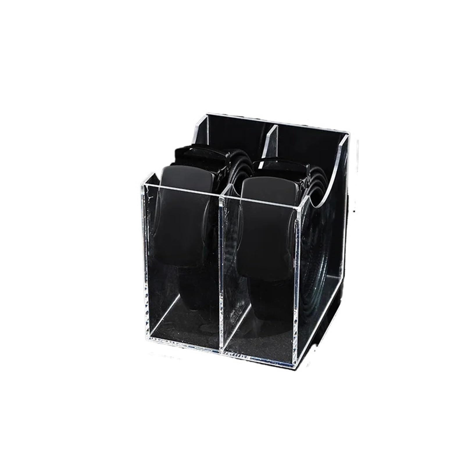 Belt Organizer Acrylic Belt Organizer, 2/3/5/7 Compartments Container Storage Holder, Clear Display Case for Closet Tie and Bow(2-grid)