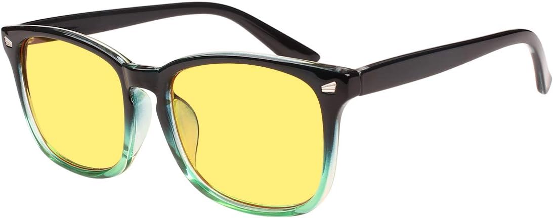 Men Women Retro Computer Glasses Anti-Blue Light Anti-Eye Fatigue Gaming Glasses Yellow Lens (Gradient green)