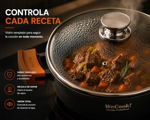 Cazuela baja inducción de 40cm con antiadherente QUANTANIUM que evita que la comida se pegue 7