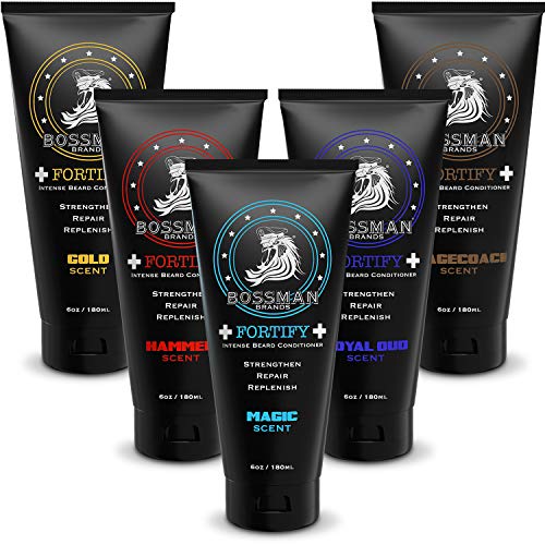 Bossman Beard Conditioner Variety Pack - Softener and Moisturizer Beard Grooming Care Kit for Men - Beard Cream and Lotion - Made in USA - 5 Scents