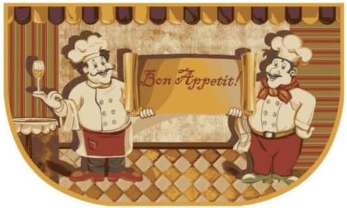 Chef Bon Appetit Gold Design Kitchen Half Moon Slice Accent Rug Living Classics Kitchen Rug Non Skid Back