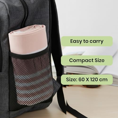 Image of Mush Grab & Go Bamboo Travel Towel | 100% Bamboo Bath Towel for Beach, Hiking & Gym Towel for Men Workout | Compact Towels with Travel Bag | 60x120 cms, 250GSM Quick Dry & Featherlight | Peach