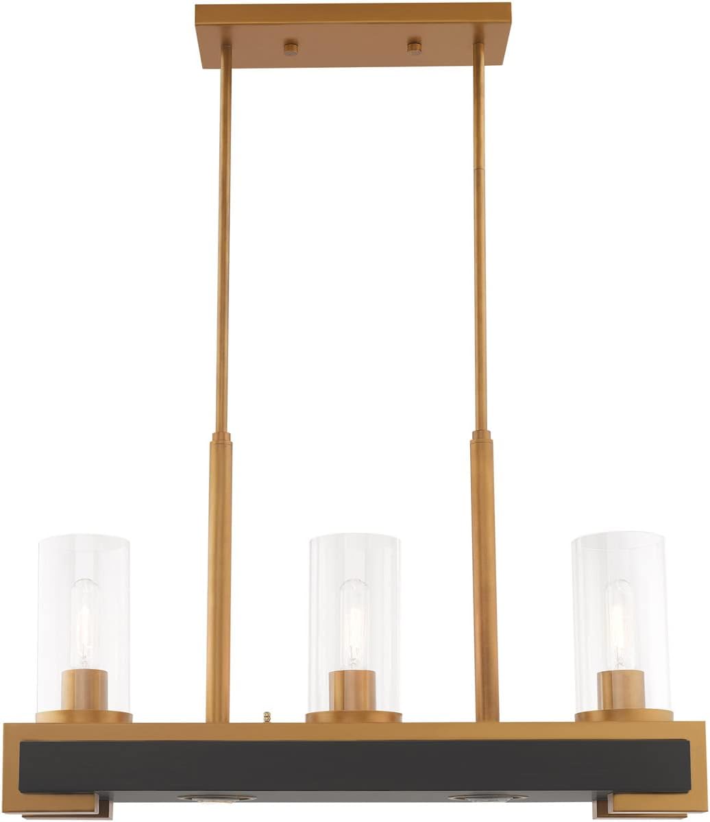 Livex Lighting 41073-26 Linear Chandelier, Aged Gold, 17.50x28.00x8.00