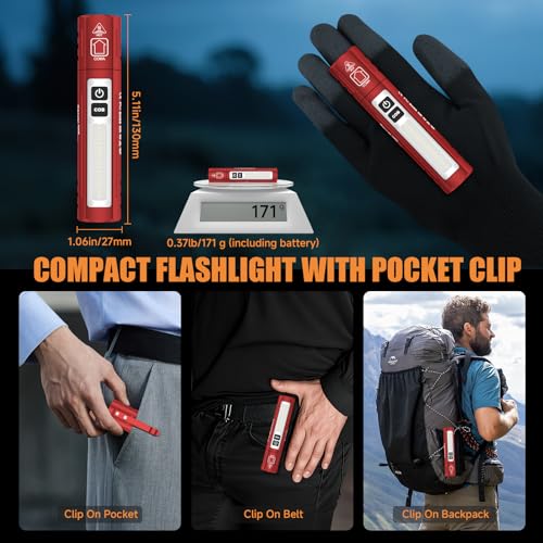 Image of Rechargeable Magnetic Small Powerful Flashlights, Bright Pocket Flashlight