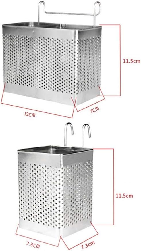 Bestomz 2pcsキッチン用品箸ホルダーフック付きステンレス製水切りバスケット2サイズ 人気激安