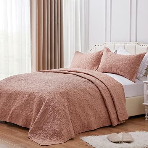 SunStyle Home Twin Size Quilt - Lightweight Summer Brown Quilt Set Twin - Down-Alternative Quilt - Soft Bedspread Coverlet Bedding Set for All Season 2 Pieces(1 Quilt, 1 Pillow Sham)