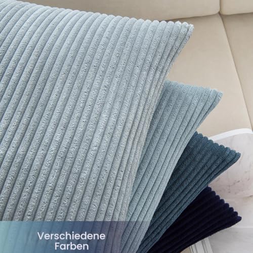 EMEMA Kissenbezug 60x60 Kordsamt Dunkelblau Serie Sofakissen 4er Set – Ansicht 3