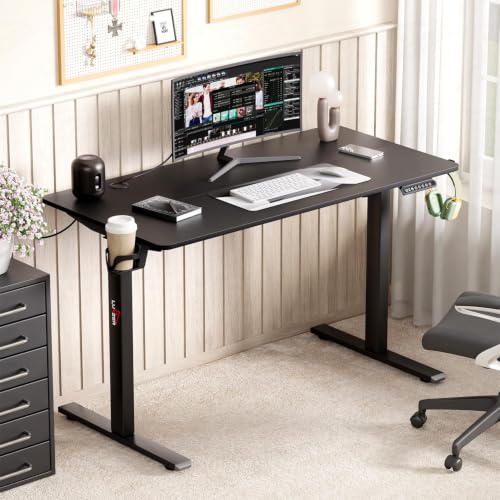 Image of Lukzer Electric Height Adjustable Table with 3 Memory Preset Controller Ergonomic Office Work & Home-Sit Stand Gaming & Study Desk (EST-003 /Black & Black /1200 x 600 mm) DIY with 3-Year Warranty