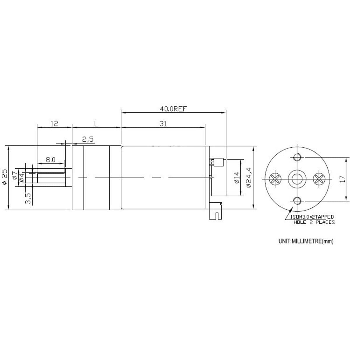 GM25-370 DC Gear Motor 24V With Encoder - Variable Reduction Worm Gear Motor 175RPM