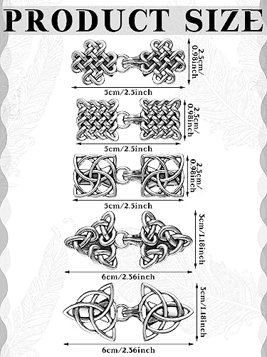 Syhood 5 Pieces Shawl Clips Cloak Clasp Cardigan Sweater Clips Vintage Collar Retro Cloak Brooches and Silver Shawl Pins3