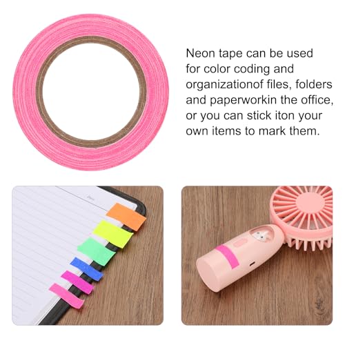 Image of PATIKIL Neon Gaffer Cloth Tape, 0.4 Inch x 32.8 Feet Colored Cotton Glow Tape Markers Fluorescent Blacklight Glow in The Dark Reflect Tape Stickers for Party Decorations, Pink