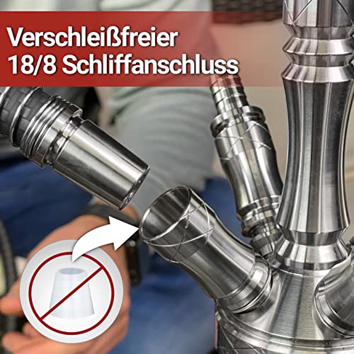Shisha-Schlauchadapter 18/8 Schliff Rostfreies V2A Edelstahl - 2-teilig inkl. Ventilkugel - Universal für jede Shisha… – Bild 6