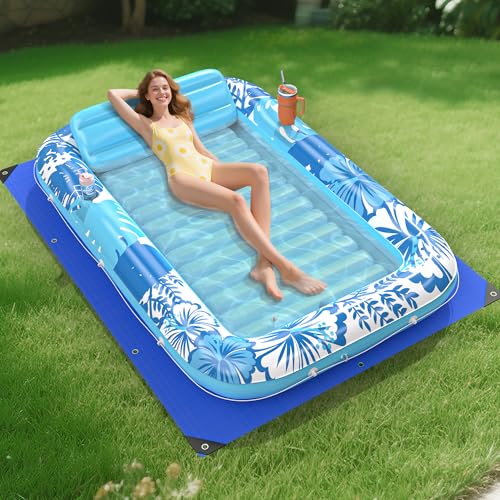 Inflatable Tanning Pool Lounger Float with Protection Tarp, 85
