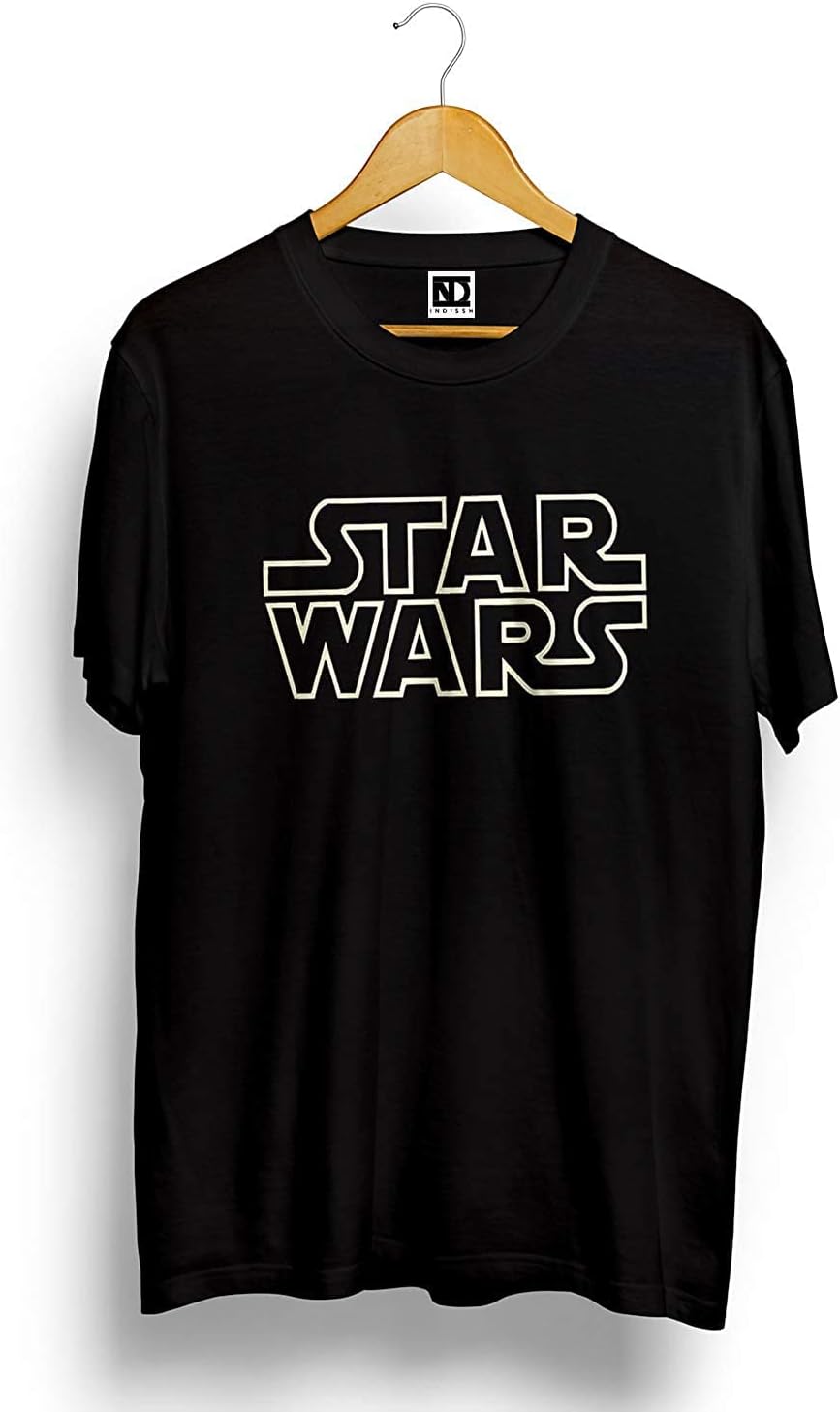 INDISSH Unisex Collarless Regular Fit Pure Cotton Round Neck StarWars2 Graphic Printed T-Shirt| Regular & Casual Wear Half-Sleeves Tshirts