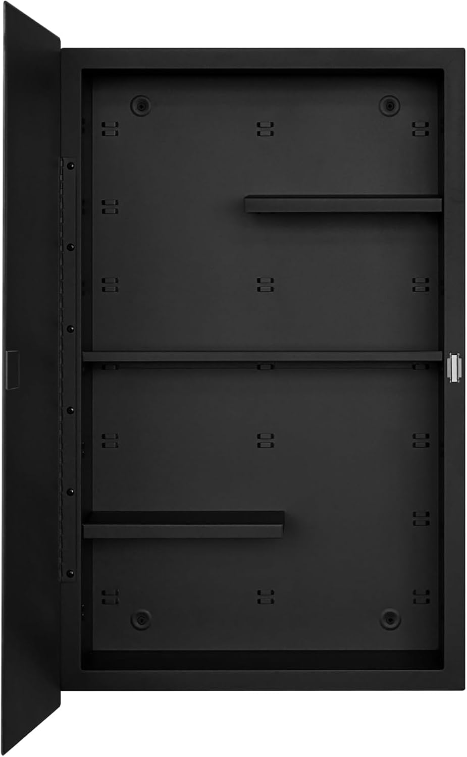 Fundin Black Medicine Cabinet Recessed or Surface Mount, Bathroom Medicine Cabinet with 16 x 26 Beveled Mirror and Adjustable Staggered Shelves
