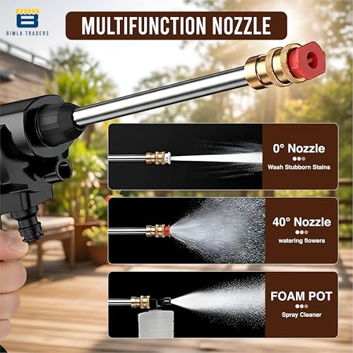 Image of BTAG 48V Cordless High Pressure Car Washer Gun with Double Battery | Portable Water Jet Cleaner with Foam Bottle, Long Hose & Nozzle Set for Car, Bike, Home & Garden Cleaning. Pack of 1