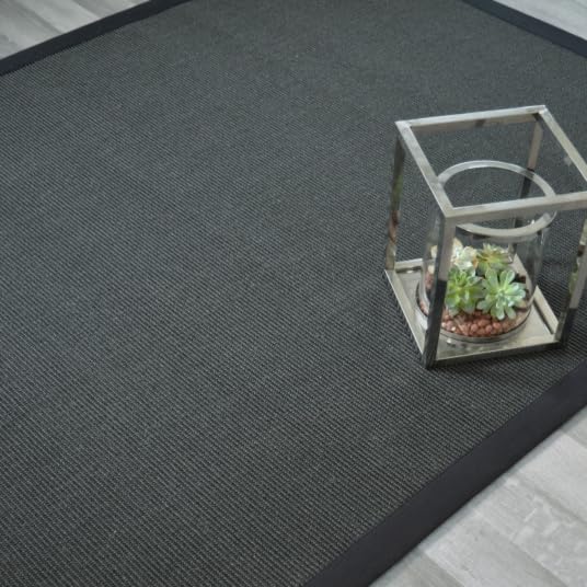 Decoweb Tapis sisal Yucatan Noir - Ganse Coton Noire - 200 x 290 cm