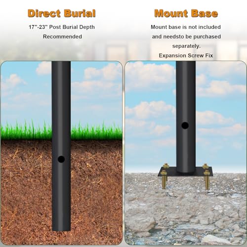 SteelGriip 80 in. x 3 in. Black Direct Burial Outdoor Lamp Post - Cast Iron Cross Arm, Weather Resistant for Driveway/Front Yard/Pathways by SteelGriip - Used condition - Image 3