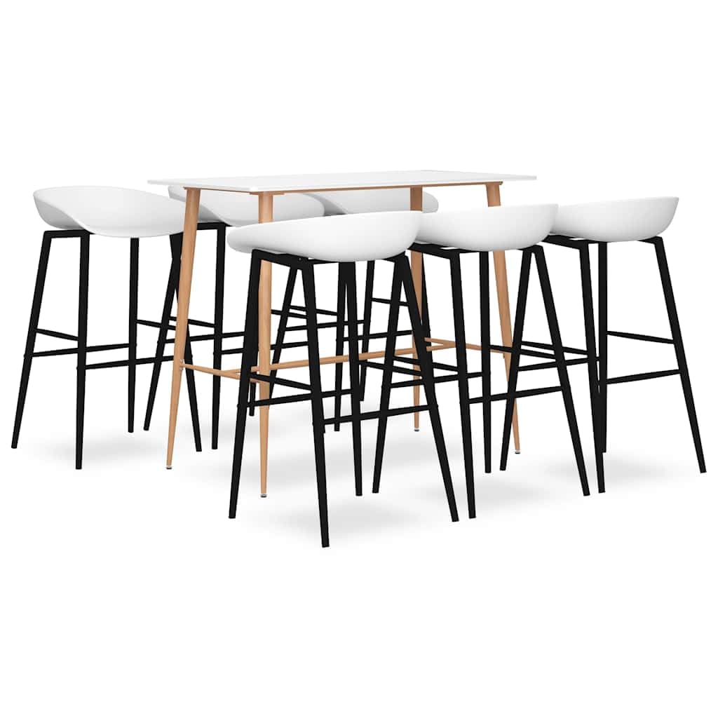 Ensemble de bar 7 pièces, table mange-debout et 6 tabourets de bar