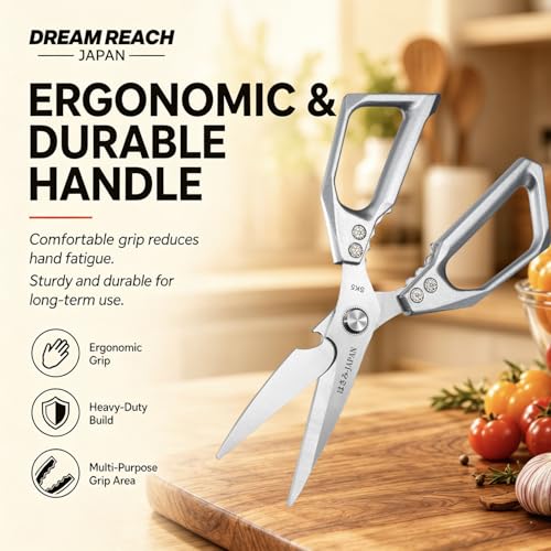 Dream Reach Kitchen Scissors - Heavy Duty Poultry Shears for Food, Sharp Stainless Steel Kitchen Shears for Cutting Chicken Bones and Meat - Image 4
