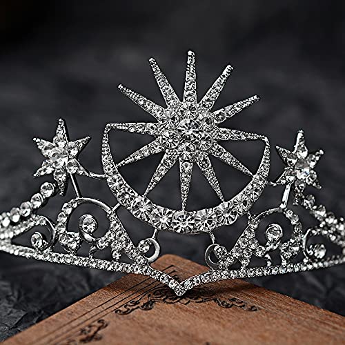 Crystal Bridal Tiaras Rhinestone Pageant Diadem Bride Star Headdress Wedding Twinkle Star Swarovski Crystals & Big Cubic Zirconia Queen  main image 4