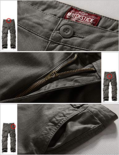 Image of Match Men's Wild Retro Multi-Pockets Utility Casual Cotton Cargo Trousers #3357
