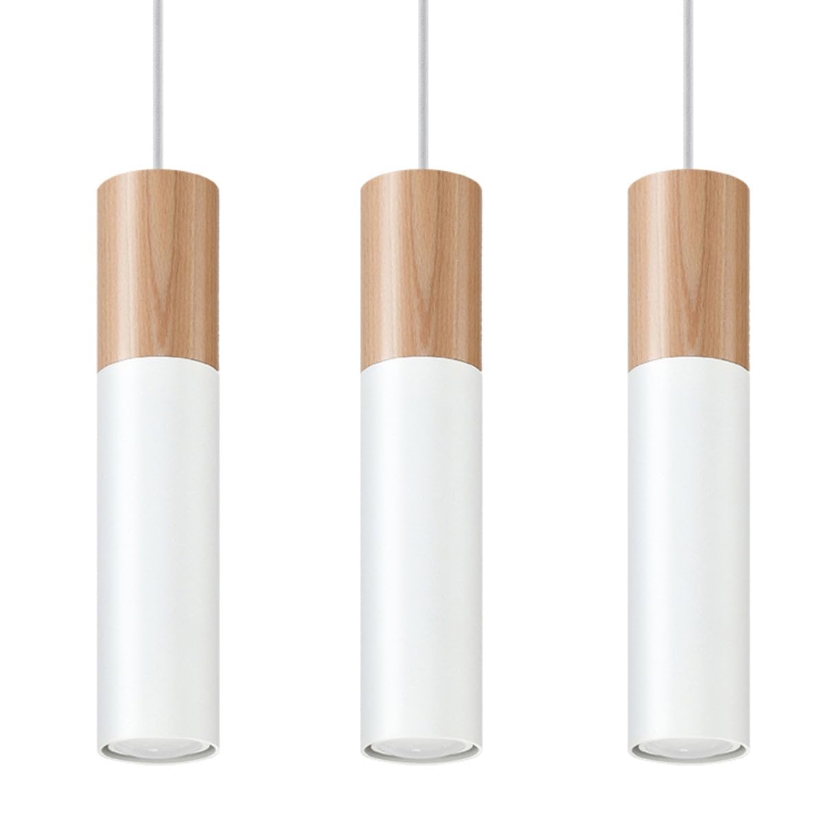 Sollux Pablo SL.0630 Triple Hanging Pendant Light White, Natural Wood GU10