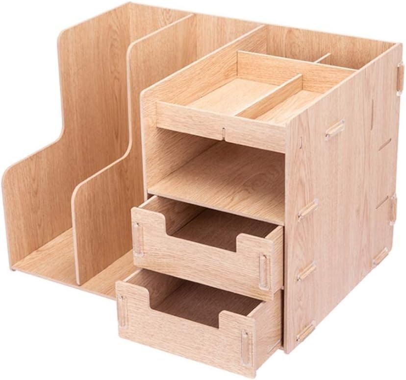 Organizador de escritorio de madera con contenedores de almacenamiento, organizador de escritorio, cajón estacionario para oficina en casa, organiza tu espacio de trabajo con estilo