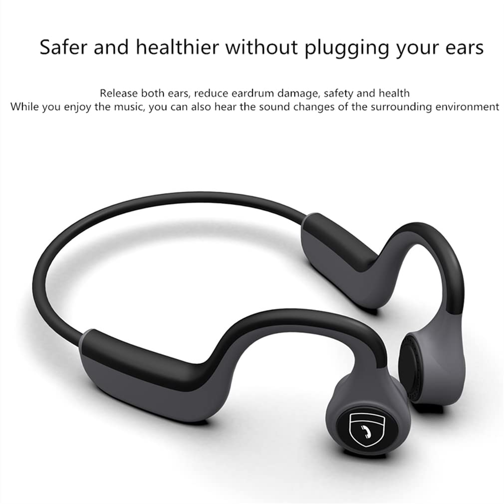 Kości przewodzący słuchawki Bluetooth Open Ear Wireless HIFI Stereo Słuchawki z mikrofonem, do sportu Fitness Cycling Bieganie jazdy,Gray