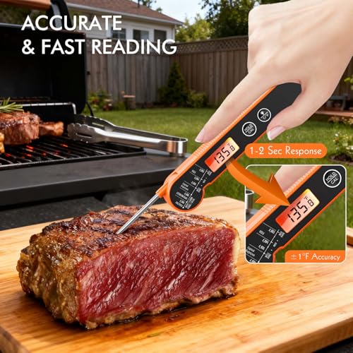 Meat Thermometer Digital with Backlight, Calibration & Hold Function, IP65 Waterproof Food Thermometer for Cooking, Outdoor Grilling, Candy Making - Image 3