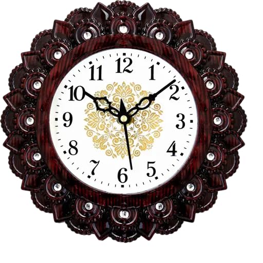 Image of IGF Decorative Analog Printed Round Dial Silent Wall Clock FSS Clock 138Brown
