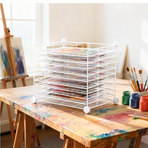 FDSDEFEN Art Drying Rack Removable Shelves ，Wall Art Drying Rack，Art Organizer for Kids, Art Studio and Tabletop Storage, Craft Room and Desktop (10 Shelves) by FDSDEFEN - Image 4