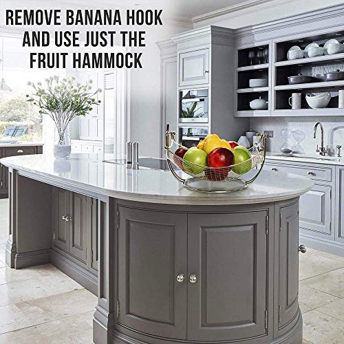 Dinette Decor Fruit Bowl With Banana Hanger - Fruit Basket With Detachable Banana Holder - Black Chrome Or Bronze Color Options (Chrome) #TOP2