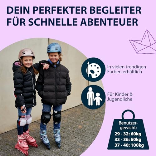 HUDORA Inline Skates Mia/Leon - Inliner f&uuml;r Kinder/Jugendliche & Erwachsene in versch. Gr&ouml;&szlig;en & Farben - Roller Skates bis zu 4 Gr&ouml;&szlig;en verstellbar - Bequeme & stilvolle Rollerskates