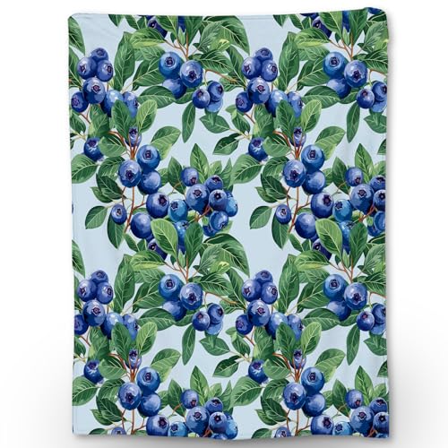 Ti Caldi Couverture Blueberry en flanelle, douce, légère et confortable pour adultes, enfants, femmes, couvertures chaudes et pelucheuses pour canapé, lit, voyage, extérieur, décoration d'intérieur,