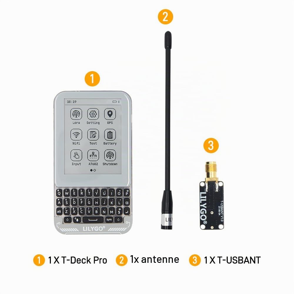 LILYGO T-Deck Pro SX1262 LoRa 868MHz TTGO Carte de développement avec papier E ultra large de 3,1" à faible consommation d'énergie et antenne externe (firmware Meshtastic PCM5102A)