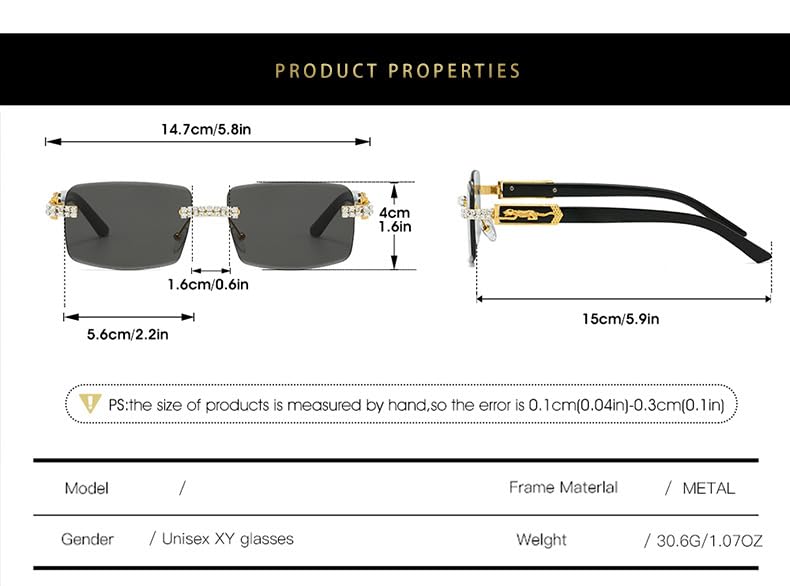 1PC Square Retro Sunglasses, Cute Frameless Beach Shades, Protection for Daily Wear & Travel2