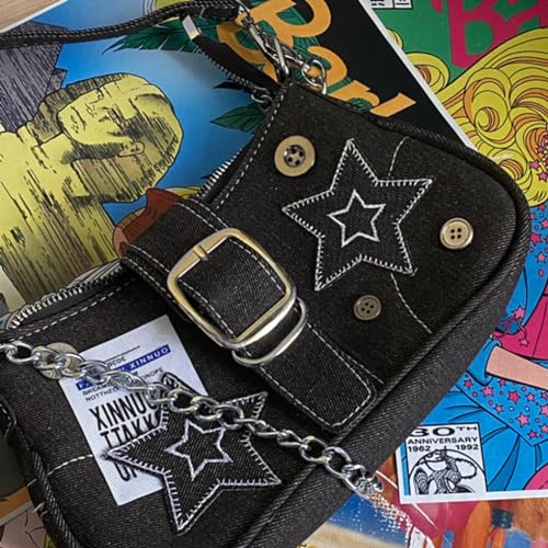 ARVALOLET Damen-Handtasche im Y2K-Stil Tasche, Große Kapazität, Stern-Denim, Lässige Clutch