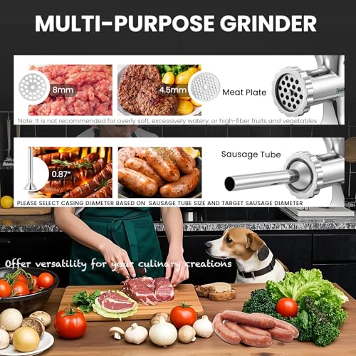 Huanyu Manual Meat Grinder - Heavy Duty Stainless Steel, Effortless Hand Crank for Fresh Ground Beef, Sausages & Pet Food - Compact, Dishwasher Safe - Perfect for Home Restaurant & Outdoor
