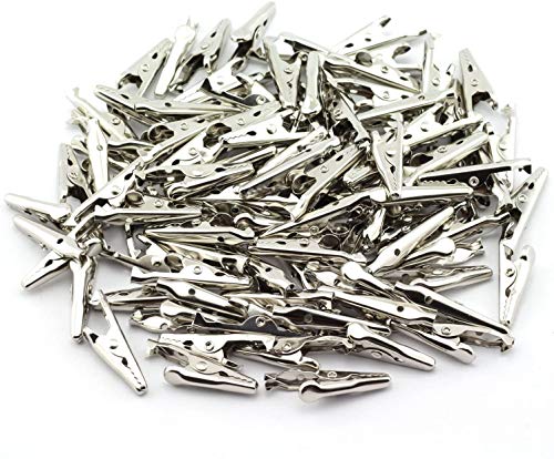 Ieuyo Metal Alligator Clips Assortment Kit For Battery Test Lead Steel Crocodile Clamps, Place Card Holder,Silver Tone Nickel Plated 100Pcs/4 Sizes 51/45/35/28Mm(Large/Middle/Small/Mini) #TOP3
