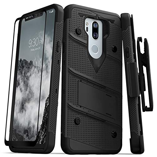 Zizo Bolt Series Lg G7 Thinq Case Military Grade Drop Tested With Tempered Glass Screen Protector, Holster, Kickstand Black #TOP12