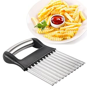 BROSEBEAQ Wave Cutter, Potato Cutter, Stainless Steel, French Wave Knife, Wave Knife for Vegetables, Fruit, Salad, Ripple Knife, Baby, Ripple Cutter for Fries
