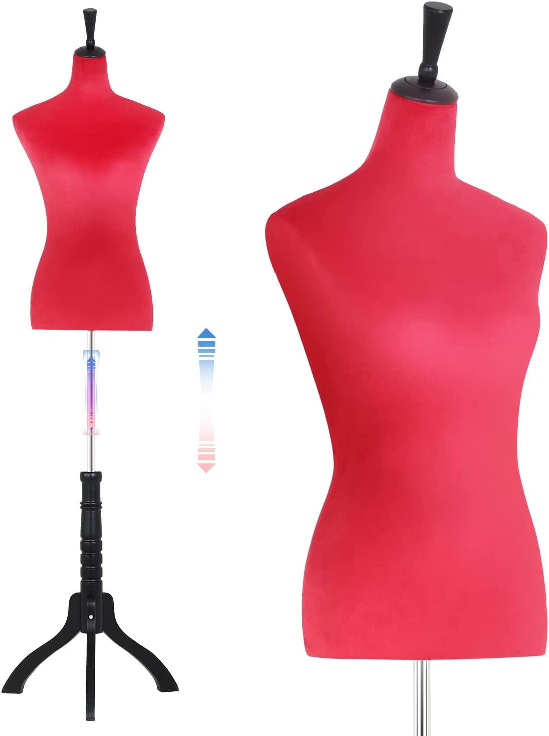 Female Mannequin Body,60-67 inch Dress Form Sewing Mannequin Torso Manikin with Wooden Tripod Base Stand Adjustable Mannequin for Sewing Clothes Display (White)
